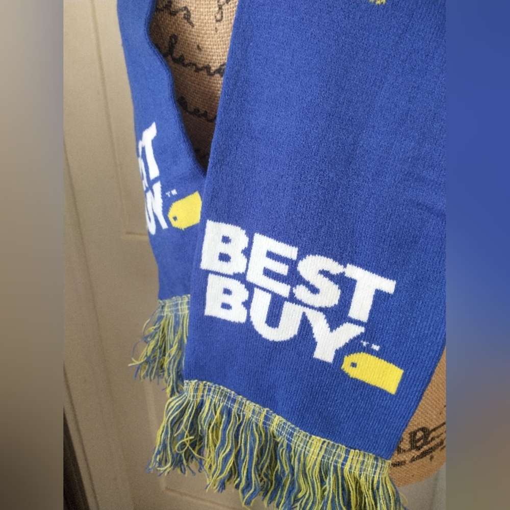 Knit Scarf and Pom Pom Beanie BEST BUY BRANDED Blue & Yellow - Picture 4 of 11